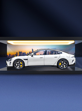 适用小米su7车模1:18汽车模型锌合金仿真模型防尘收纳灯光展示盒