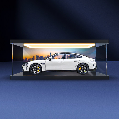 适用小米su7车模1:18汽车模型锌合金仿真模型防尘收纳灯光展示盒