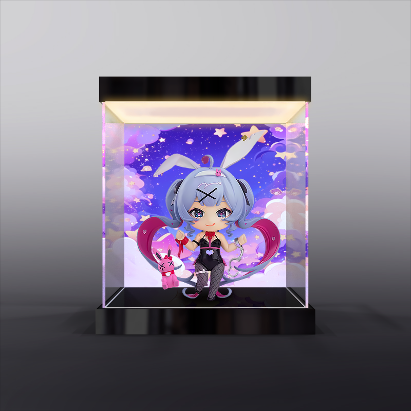灯箱款防尘展示盒适用AOWOBOX 初音未来 兔子洞粘土人手办收纳盒