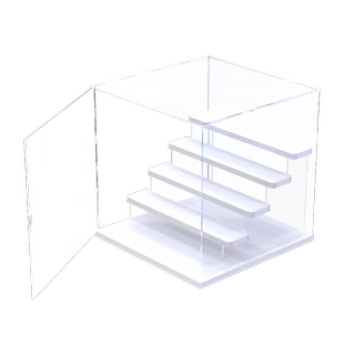 泡泡玛特盲盒收纳盒潮玩手办透明防尘罩玩具带阶梯亚克力展示盒