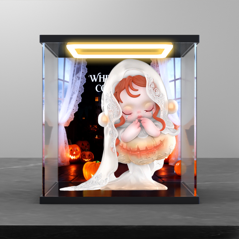 回型灯展示盒适用泡泡玛特SKULLPANDA白月契约SP手办吊卡收纳防尘