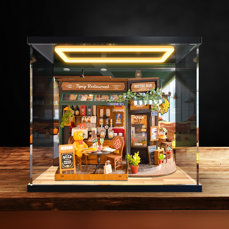 可开门回型灯展示盒适用 ROLIFE 若来小熊餐吧DIY手工小屋艺术屋