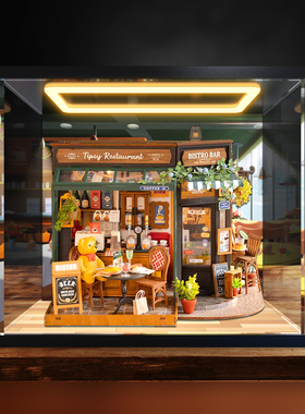 可开门回型灯展示盒适用 ROLIFE 若来小熊餐吧DIY手工小屋艺术屋