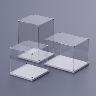 亚克力高清展示盒手办模型防尘罩可定制木底座收纳防尘罩