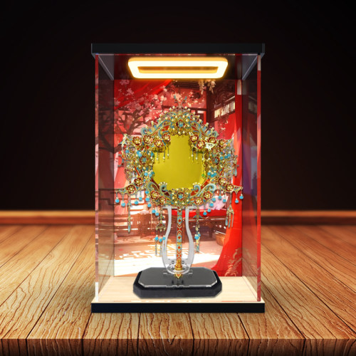 亚克力回型灯展示盒适用 PIECECOOL 菱花镜-鹊影国风金属立体拼图