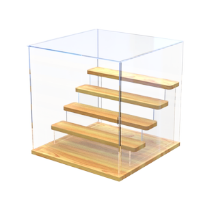 盲盒收纳展示架泡泡玛特popmart阶梯防尘罩带灯手办亚克力展示盒