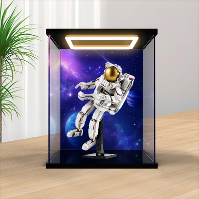 回灯款亚克力展示盒适用31152太空宇航员模型摆件透明防尘收纳盒