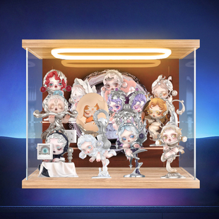 适用泡泡玛特SKULLPANDA餐桌系列手办盲盒玩具摆件礼物灯光展示盒