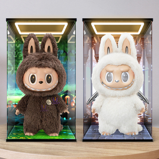 适用泡泡玛特zimomo labubu ifound you搪胶公仔防尘亚克力展示盒