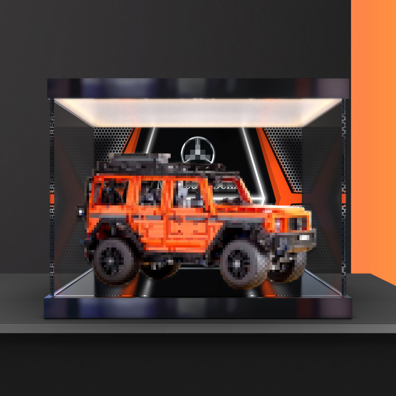 适用42177梅赛德斯奔驰G500越野车积木模型收纳盒灯箱主题展示盒