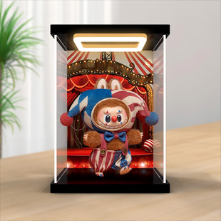 适用泡泡玛特WHY SO SERIOUS 万圣节搪胶手办摆件亚克力展示盒