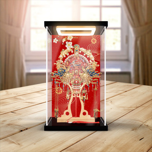 川帝适用新娘结婚团扇手工拼接模型礼物防尘亚克力回型灯展示盒