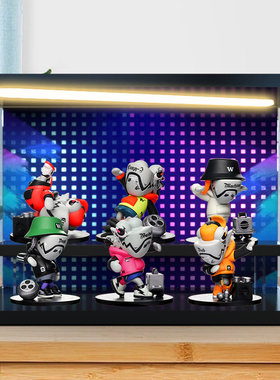 WASATOY 变色龙街舞盲盒场景展示盒潮玩手办公仔摆件玩具防尘盒罩