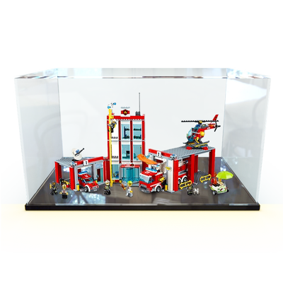 亚克力防尘盒适用乐高60110 消防局展示模型玩具透明