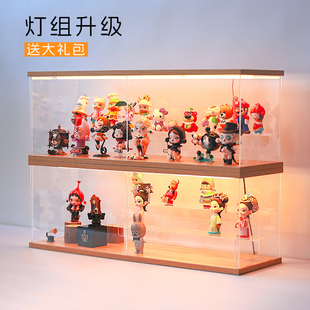 泡泡玛特模型回型灯带门超高清亚克力模型展示盒 盲盒防尘收纳罩
