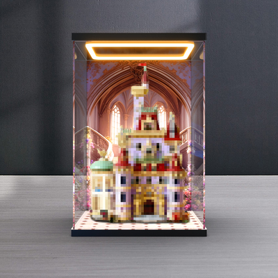 适用高乐 43263美女与野兽城堡积木模型高透明展示盒灯光防尘罩