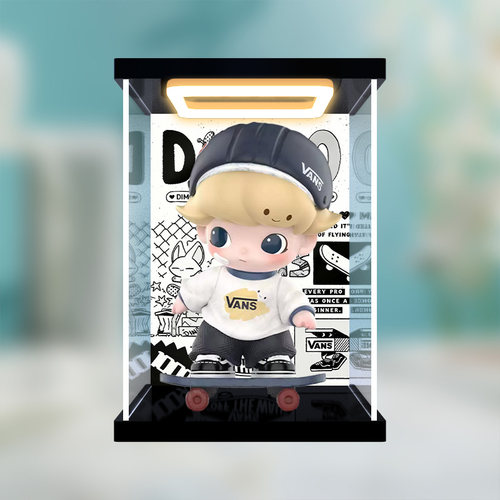 川帝适用泡泡玛特 Dimoo vans 联名吊卡 潮玩手办回型灯展示盒