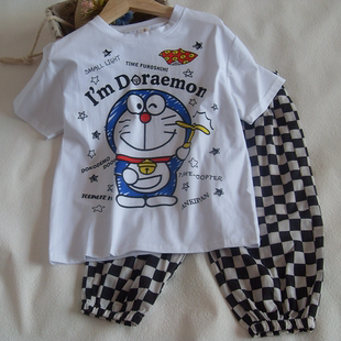 衣服卡通印花 韩版 宝宝洋气半袖 机器猫 男童叮当猫纯棉短袖 T恤夏季