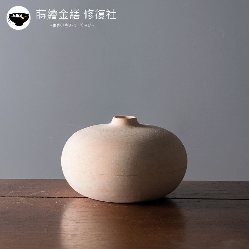 莳绘金缮修复社 禅意木花瓶 纯手工木胎 木器 木制金缮锔瓷工具