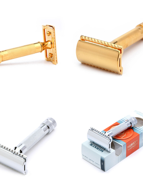 Merkur-德国默克手动老式男双面刀片长柄镀铬双刃安全剃须刀架