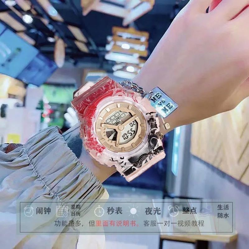 海贼涂鸦电子手表男防水夜光中小学生防水电子表女韩版运动手表