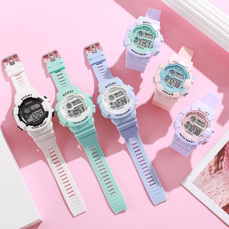 手表女孩女童儿童小学生初中生多功能时尚潮流夜光电子表只看时间