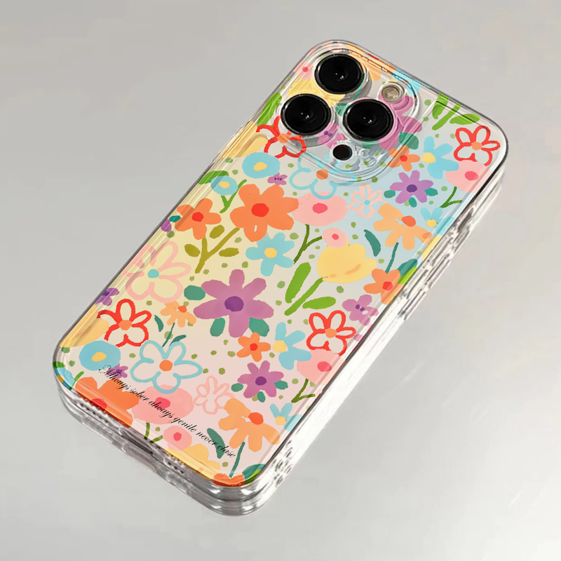 苹果硅胶手机壳可爱花朵涂鸦花朵