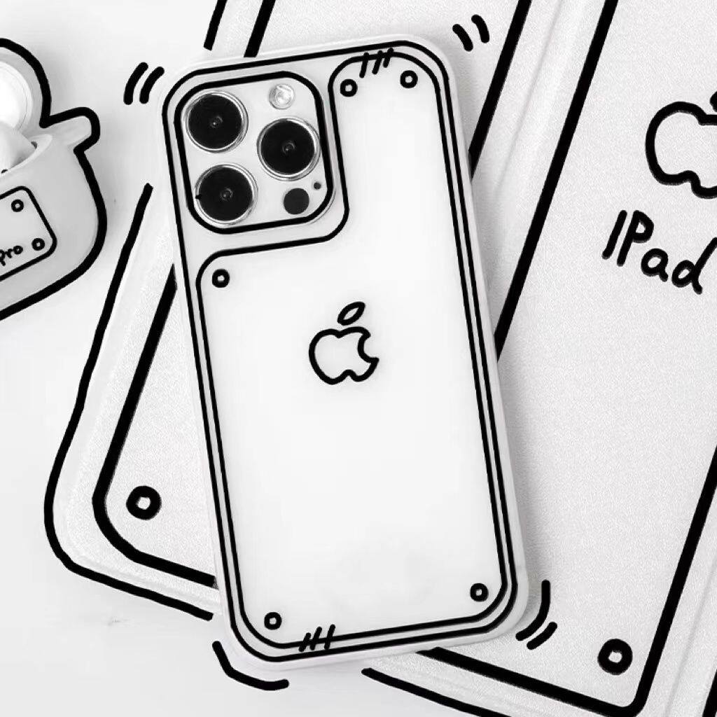 线条二次元iphone13手机壳12poamx苹果11手机壳7磨砂xs防摔xr软8p