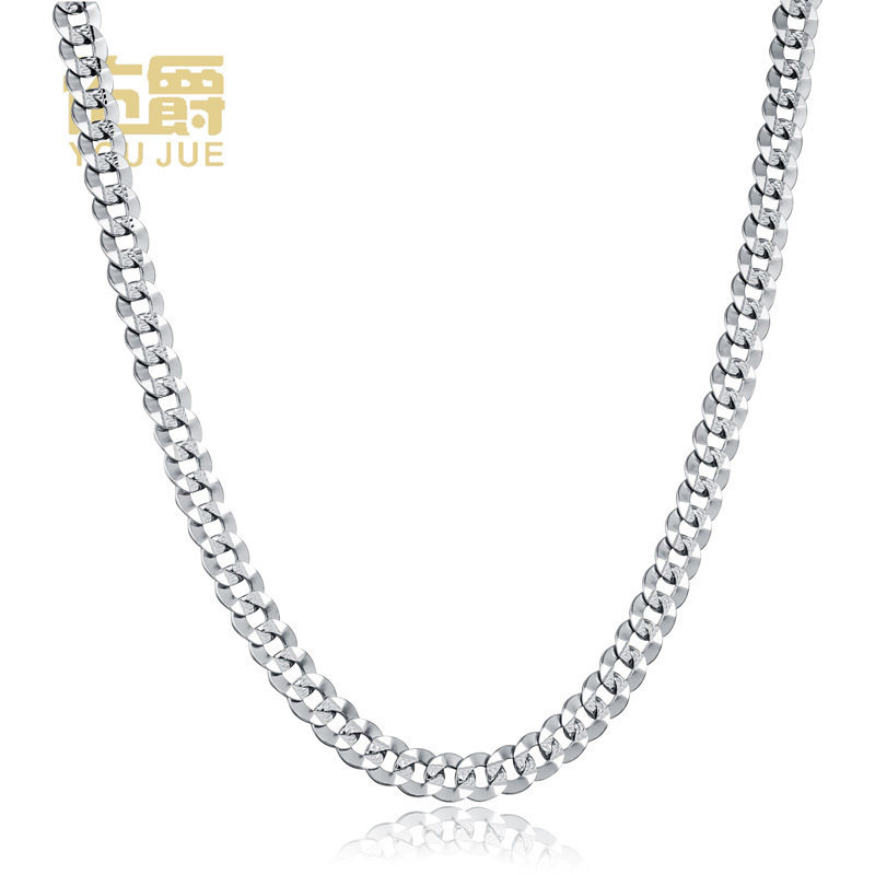 18k金项链 18k白金项链 k金男士项链 大气时尚坦克项链 送男朋友