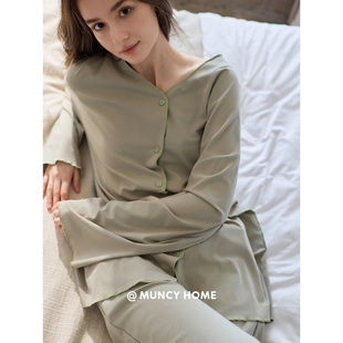 简约纯色松弛感慵懒套装 呼吸柔软棉睡衣女春秋季 简法生活 曼系