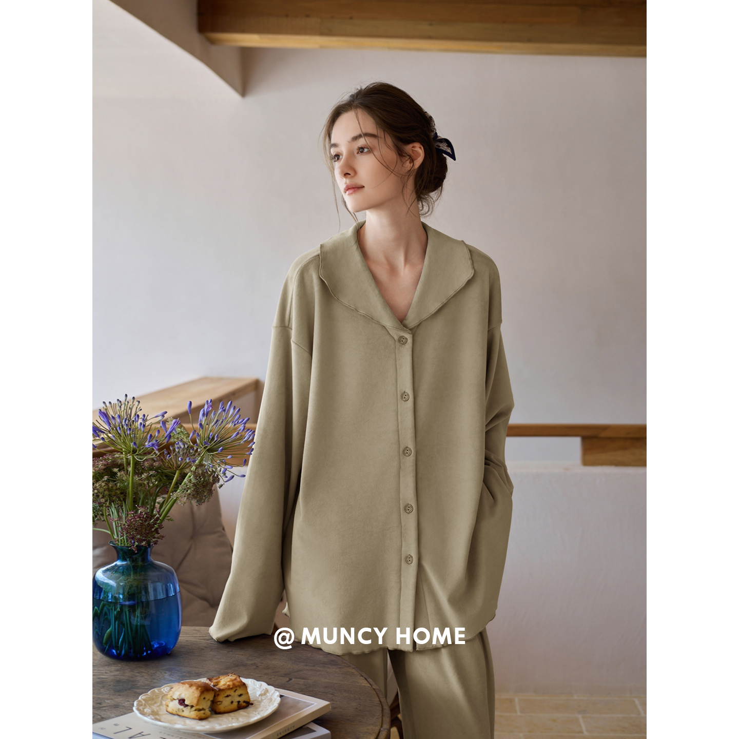 曼系“柔光印记”海岛绒睡衣套装