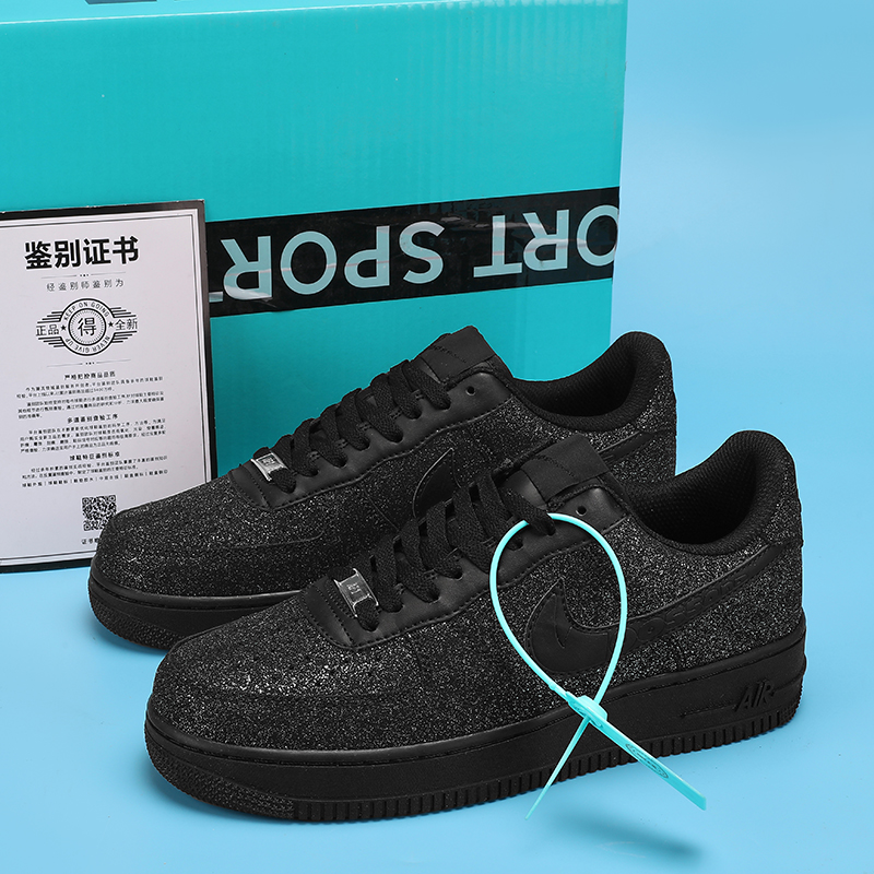 AJ男鞋空军一号满天星af1低帮板鞋情侣款黑色正品休闲运动鞋女款