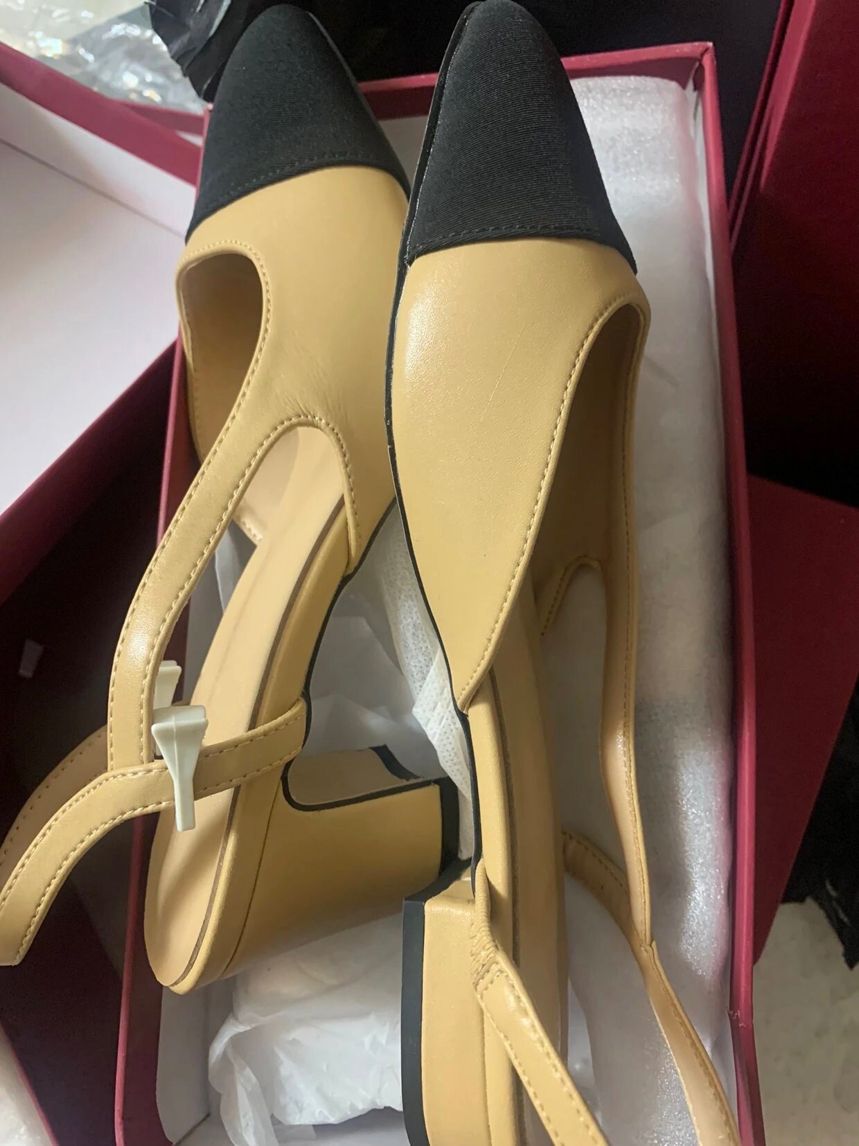 春秋新款浅口真皮拼色小香风单鞋女百搭中跟粗跟奶奶鞋方头高跟鞋