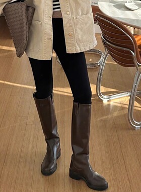 割草机老k长靴骑士靴不过膝靴直筒靴子 里外全真皮savi同款显腿长