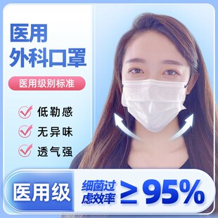 卫材小镇医用外科口罩(白色黑绳) 17cm*9cm*10只