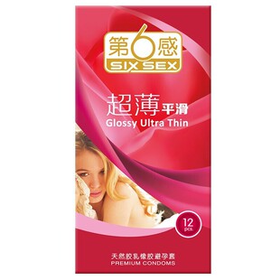 第6感 超博平滑天然胶乳橡胶避孕套12只男用计生安全套成人第六感