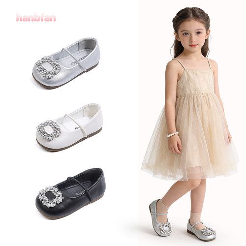 皮鞋女童水钻公主风春秋季