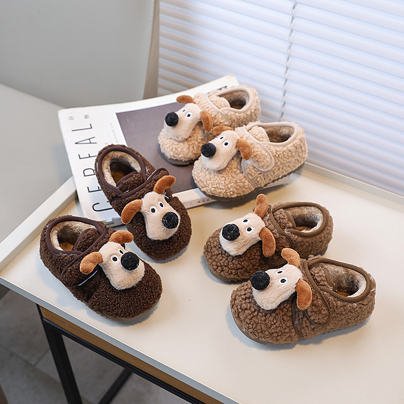 儿童加绒棉鞋掌门狗小狗鞋魔术贴卡通可爱宝宝鞋保暖鞋男女童冬季