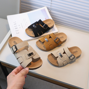儿童拖鞋可外穿复古勃肯鞋夏天海边鞋子露趾户外凉拖鞋一字公主鞋