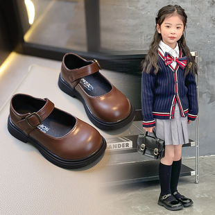 女童黑色玛丽珍公主鞋 潮牌爆款 春秋季 百搭2025新款 平底儿童小皮鞋
