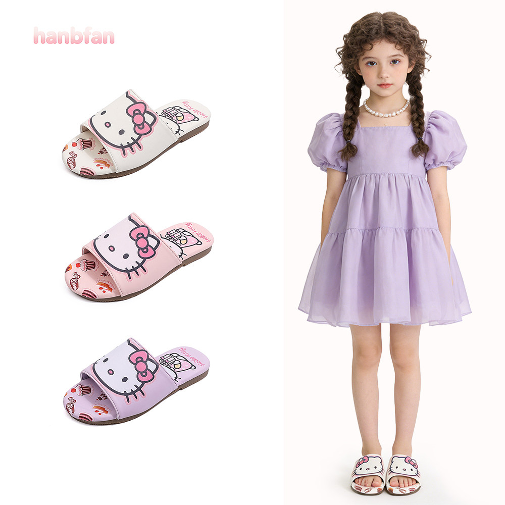女童卡通kitty室内外轻便拖鞋2026春季新款防滑软底平跟百搭凉鞋