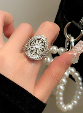 美炸巨闪微镶锆石花朵戒指女