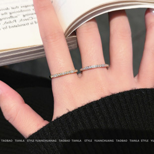 钛钢不掉色微镶钻细戒指女极简ins风小众精致百搭款 细关节尾指环