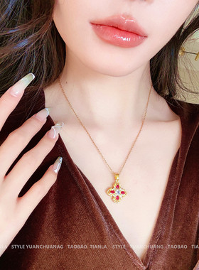 法式高颜值十字架四叶草项链