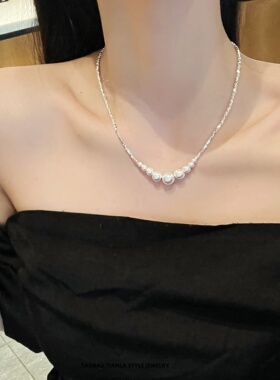 碎银子珍珠项链女2025新款爆款轻奢小众设计锁骨链高级感颈链配饰