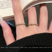 爆火碎碎冰金戒指女钛钢不掉色细圈叠戴指环yyds通勤约会高级感