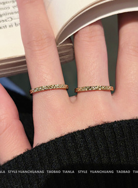 爆火碎碎冰金戒指女钛钢不掉色