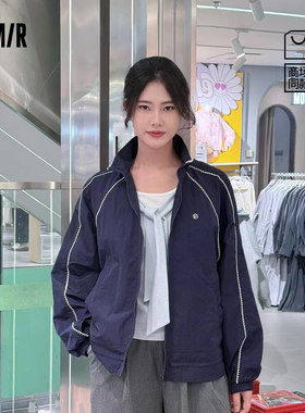 森马短款外套女新品复古立领上衣