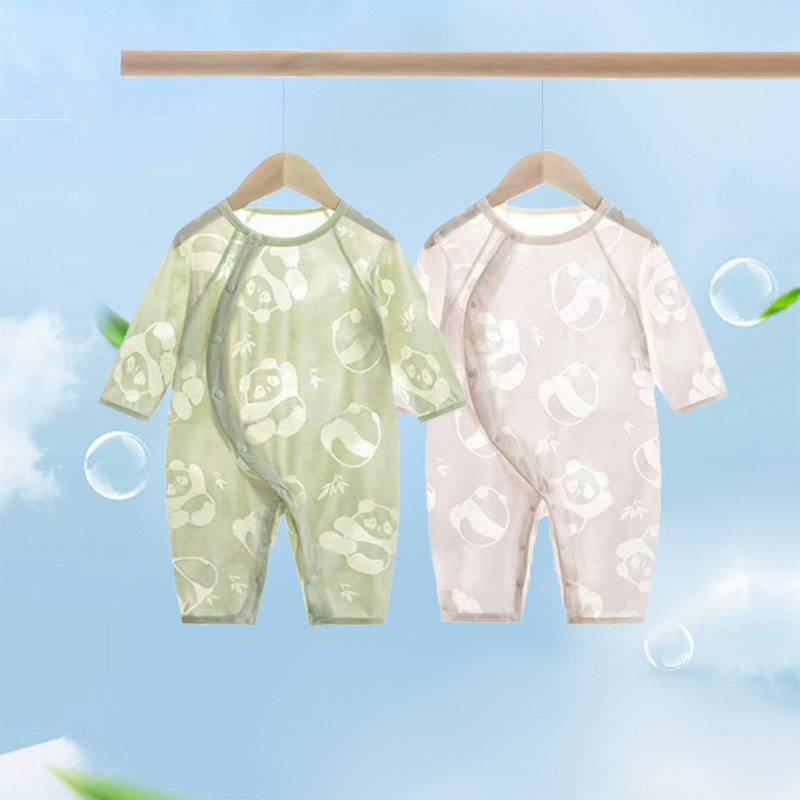 宝宝a类长袖空调服家居连体衣薄