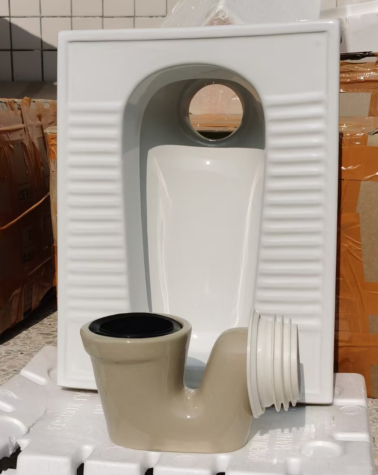 分体式蹲便器陶瓷大便器农村蹲坑带存水弯防臭蹲位小户型马桶直通